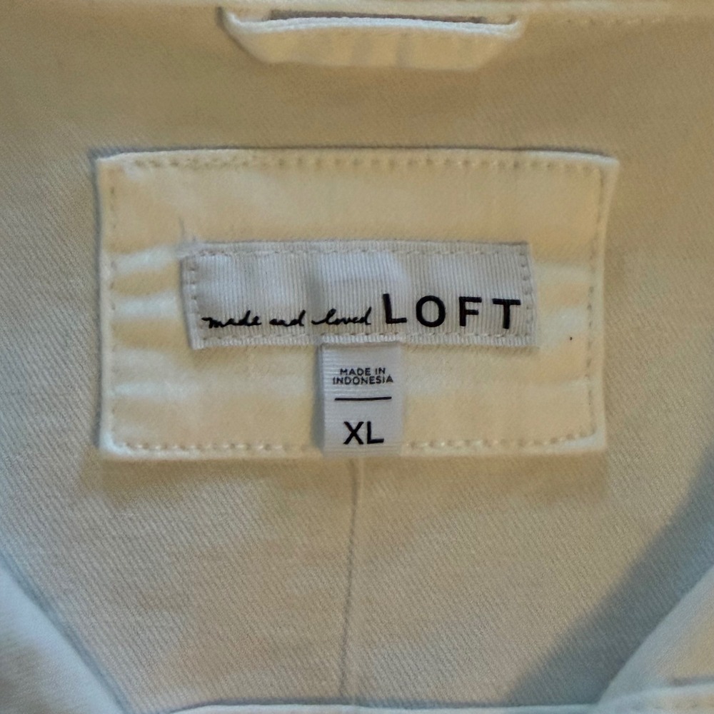 LOFT Denim Jacket White Button Front Trucker Women XL - Picture 4 of 15